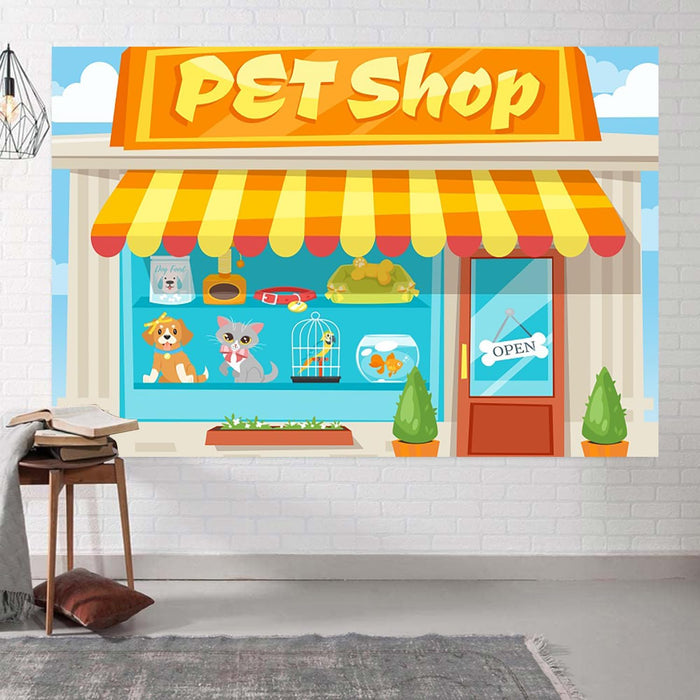 Telón de fondo de tienda de mascotas de 25x18