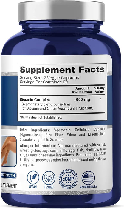 NusaPure Diosmin Complex 1,000 mg por porción 180 cápsulas vegetales