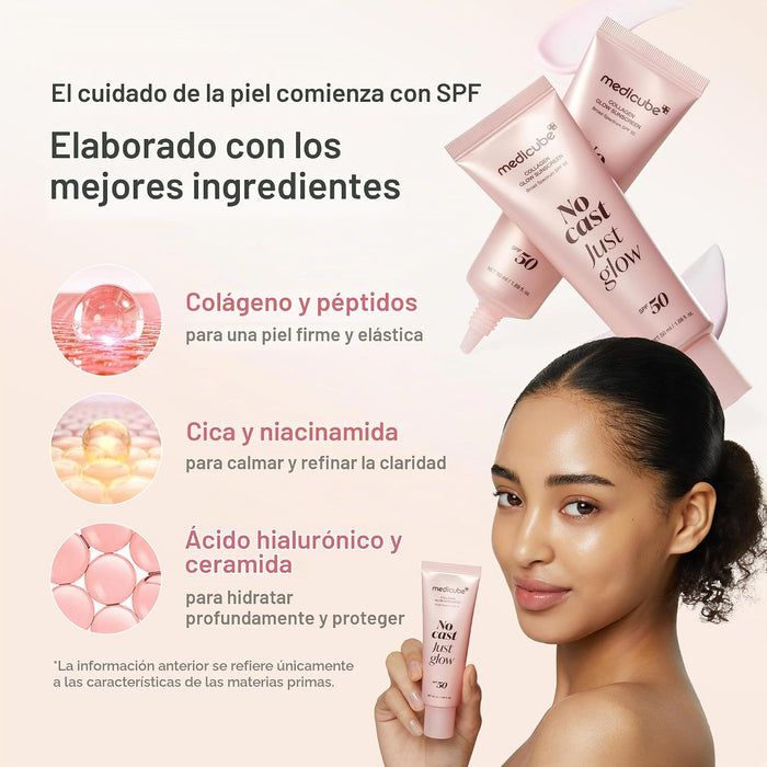 Medicube Protector solar sin residuos, solo un brillo radiante con colágeno, FPS 50