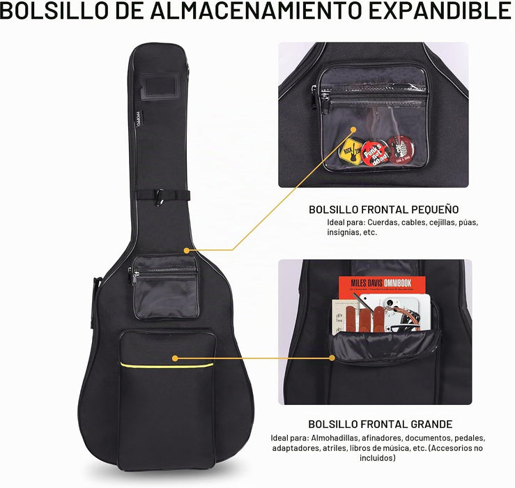 Bolsa de guitarra acústica de 40/41/42 pulgadas, tela Oxford con acolchado de 0.35 pulgadas de grosor
