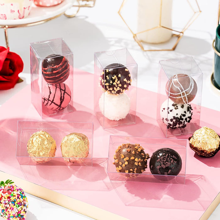 Paquete de 100 cajas de chocolate transparentes para 2 trufas, cajas de regalo