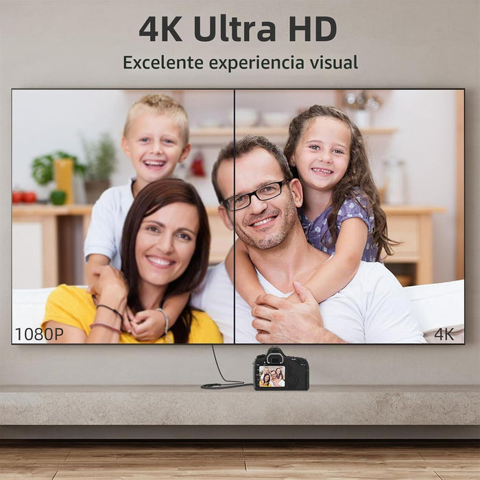 Adaptador Micro HDMI a HDMI, 4K @60Hz 3D 1080P Tipo D a A