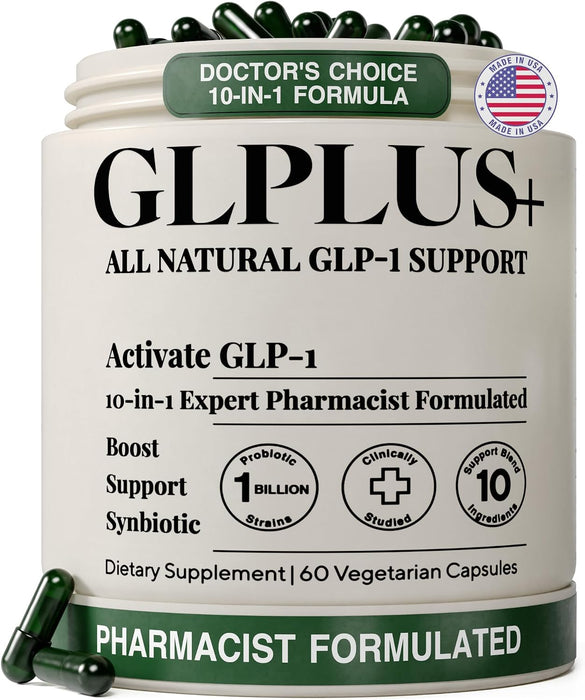 GLPLUS+ Suplemento GLP-1 para control de peso y supresor del apetito, 60ct