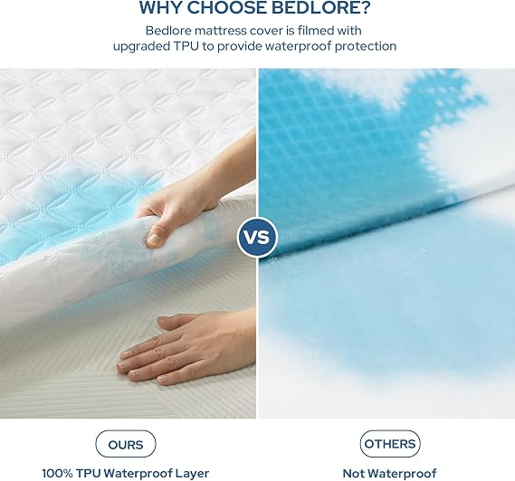 BEDLORE Protector de colchón impermeable , tamaño individual, con bolsillo profundo