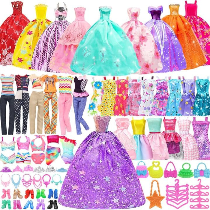 Conjunto de ropa y accesorios para muñecas Ecore Fun de 101 piezas para muñecas de 29 cm