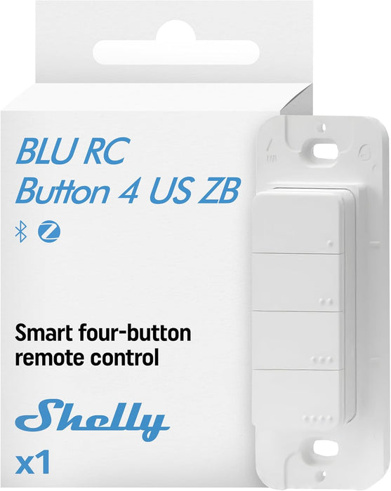 Shelly BLU RC Button 4 ZB, control remoto inteligente de 4 botones operado por Bluetooth y Zigbee