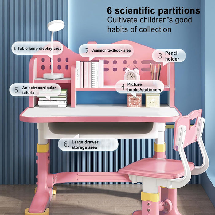 Escritorio para niños, conjunto de escritorio y silla para niños con altura ajustable para niñas