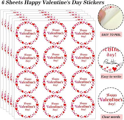 SHEIN 72 pegatinas de regalo para el día de San Valentín, etiquetas de San Valentín