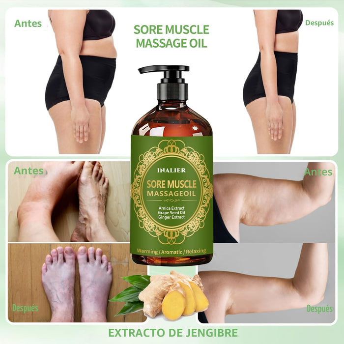 Aceite de masaje para terapia de masaje, paquete de 3 aceites de masaje para celuliti