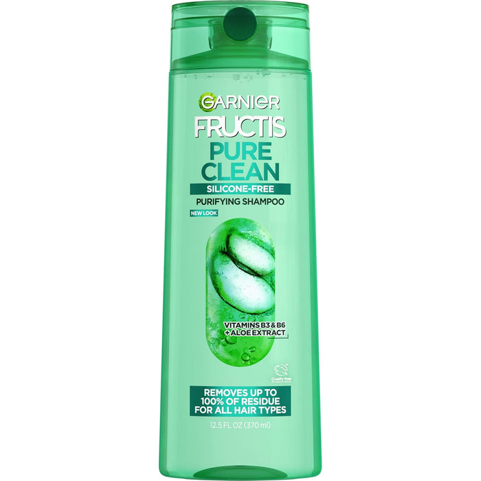 Garnier Fructis Pure Clean Champú purificador, sin silicona, 12.5 onzas líquidas