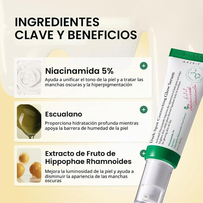 AXIS-Y Suero corrector de manchas oscuras – 5% niacinamida removedor de manchas oscuras para la cara