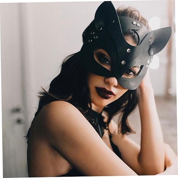 Shein Cubierta de cuero para la cara de gato para disfraz