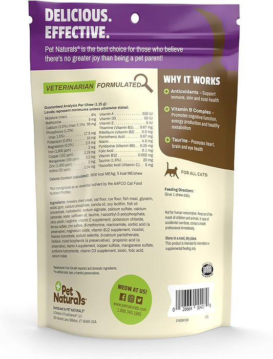 Comprimidos masticables multivitamínicos diarios Pet Naturals para gatos, sabor a pescado, 30 unidades.