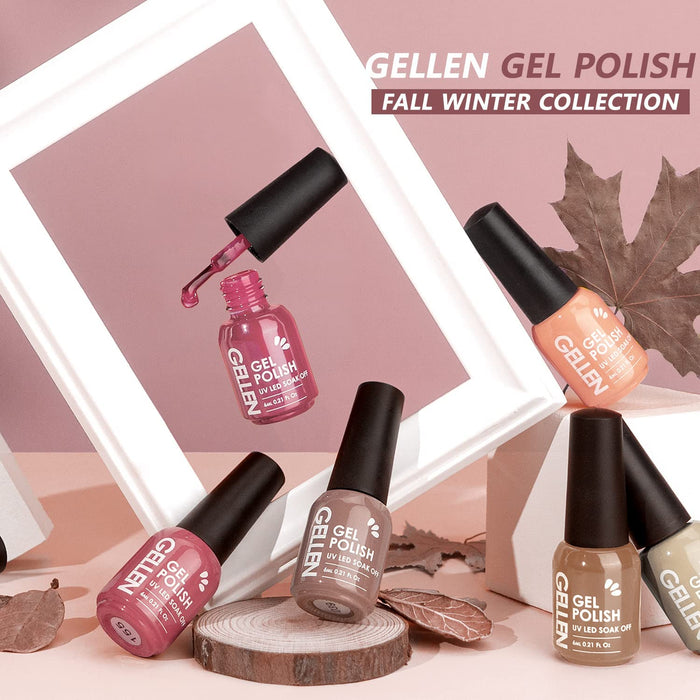 Gellen Juego de esmaltes de uñas de gel de otoño, esmalte de gel nude, tono de piel, 6 colores