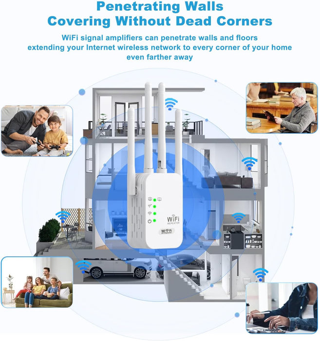 Repetidor WiFi genérico, extensor WiFi, amplificador de señal WiFi para cubrir hasta 300 pies cuadrados
