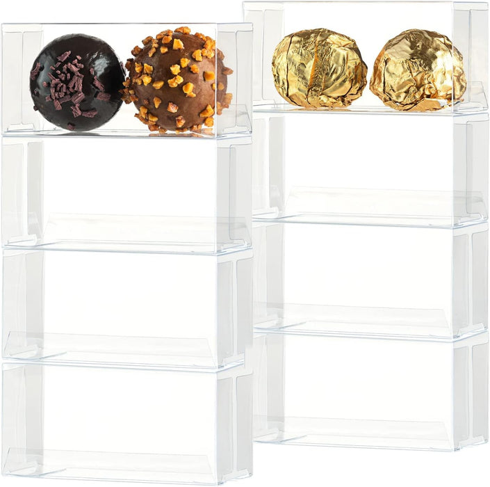 Paquete de 100 cajas de chocolate transparentes para 2 trufas, cajas de regalo