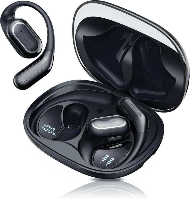 BOMGARY Auriculares inalámbricos Bluetooth de oreja abierta Ipx7 Para Deportistas Con Led