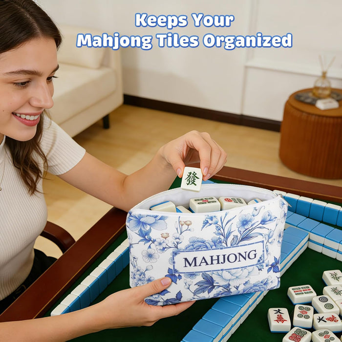 Mahjong - Bolsa de azulejos de transporte con cremallera