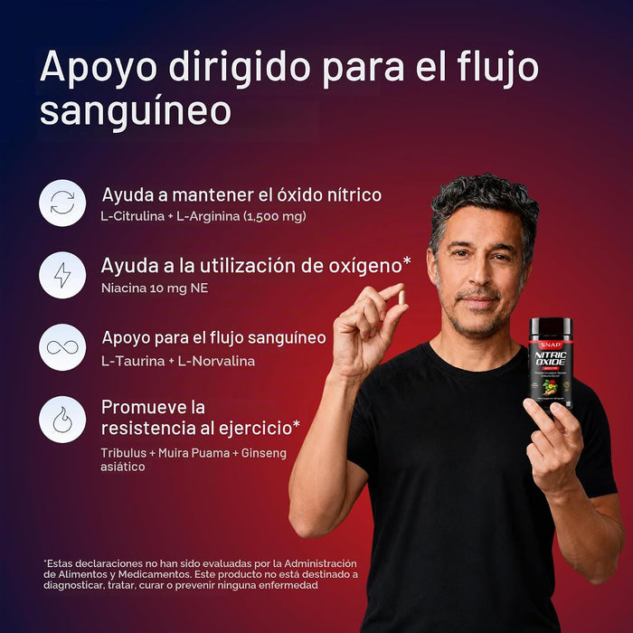 Snap Supplemento para aumentar la producción de óxido nítrico, 60 cápsulas veganas