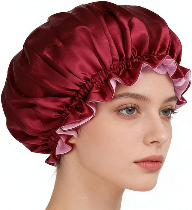 Gorro de satén suave al tacto para mujer, grande para el cuidado del cabello