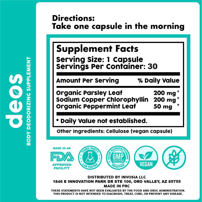 DEOS® Suplemento desodorante interno [control natural de olores]