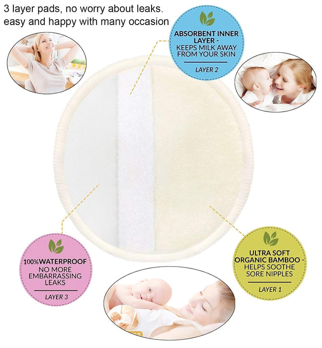Almohadillas de lactancia reutilizables (paquete de 10) para madres que amamantan