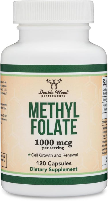 Metilfolato 1000 mcg, 120 cápsulas (suplemento de metilfolato)