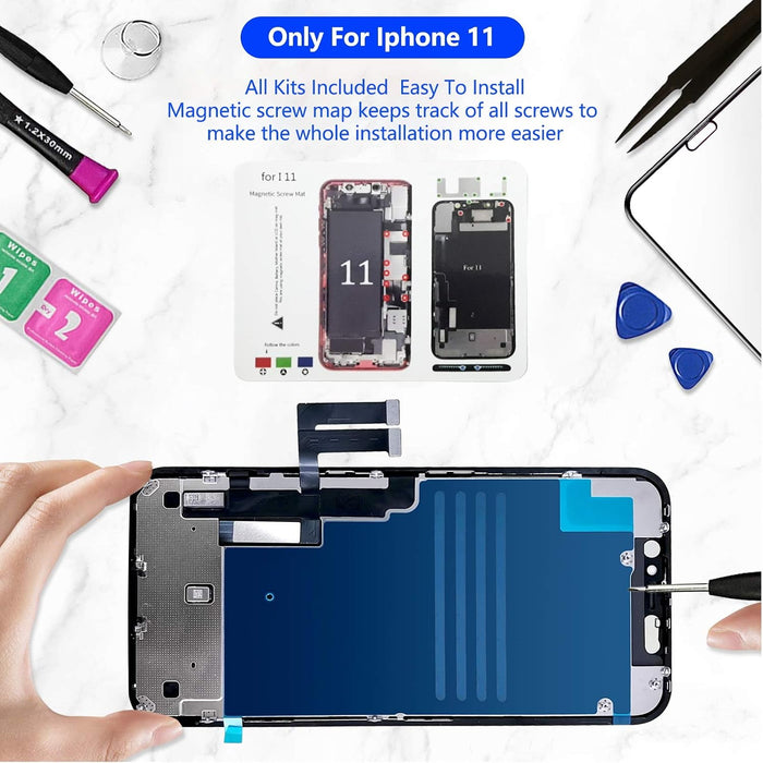 Reemplazo de pantalla para iPhone 11 de 6.1 pulgadas, digitalizador LCD 3D Touch Diykitpl para A2111, A2223, A2221