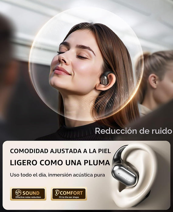BOMGARY Auriculares inalámbricos Bluetooth de oreja abierta Ipx7 Para Deportistas Con Led