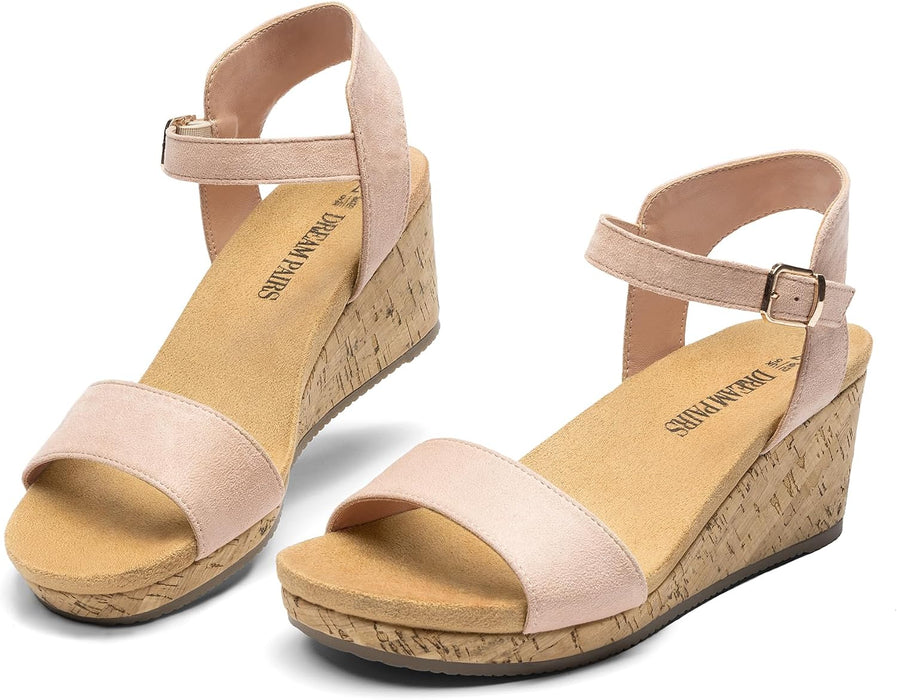 DREAM PAIRS Sandalias de cuña con plataforma y hebilla