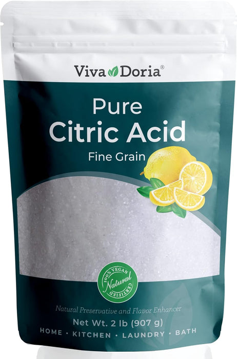 Viva Doria Ácido Cítrico 100% Puro, Grado Alimenticio, Grano Fino, 2 lb (907 g)
