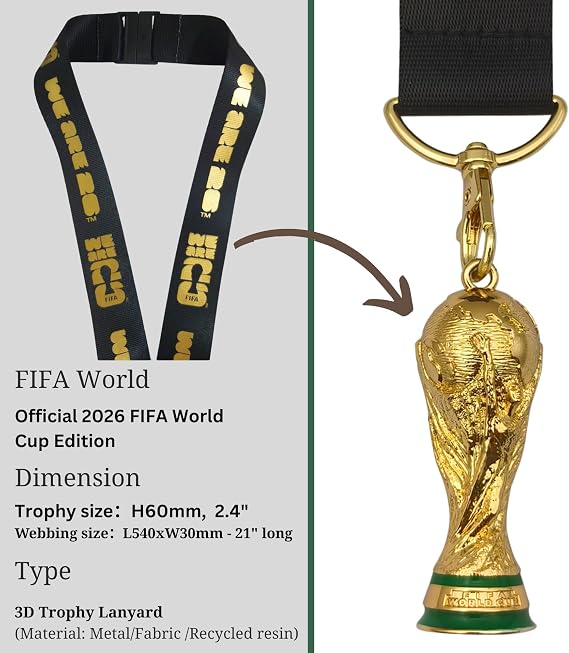 Edición oficial de la Copa Mundial de la FIFA 2026 Cordón de nailon de 21 pulgadas con réplica de trofeo