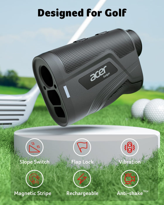 Telémetro de golf Acer Gadget con función de pendiente (activada/desactivada), 800/1200 yardas