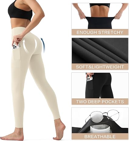 YUDSUD Leggings de cintura alta para mujer de yoga con control de abdomen