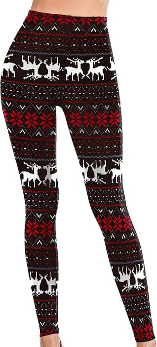 Leggings de Navidad para mujer, cintura alta, control de abdomen, estampados, suaves