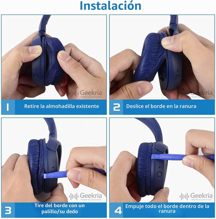 Geekria QuickFit Almohadillas de repuesto de cuero sintético compatibles con auriculares JBL