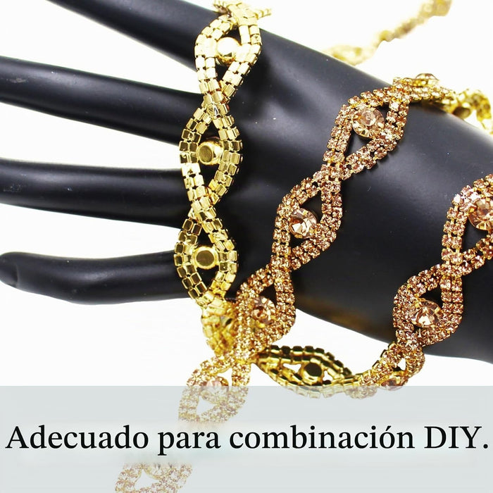 Cadena de Adorno de Diamantes de Imitación de 1 Yarda Dorado
