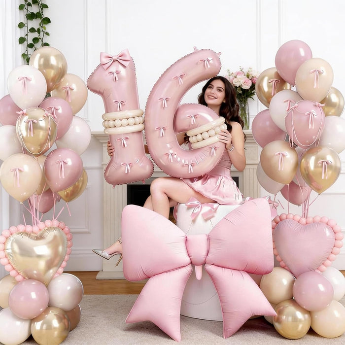 Globo rosa dulce con el número 16, decoraciones de cumpleaños 16, de látex