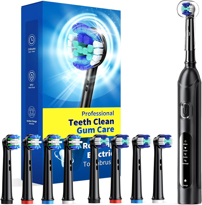 TEETHEORY - Cepillo de dientes eléctrico giratorio para adultos con 8 cabezales
