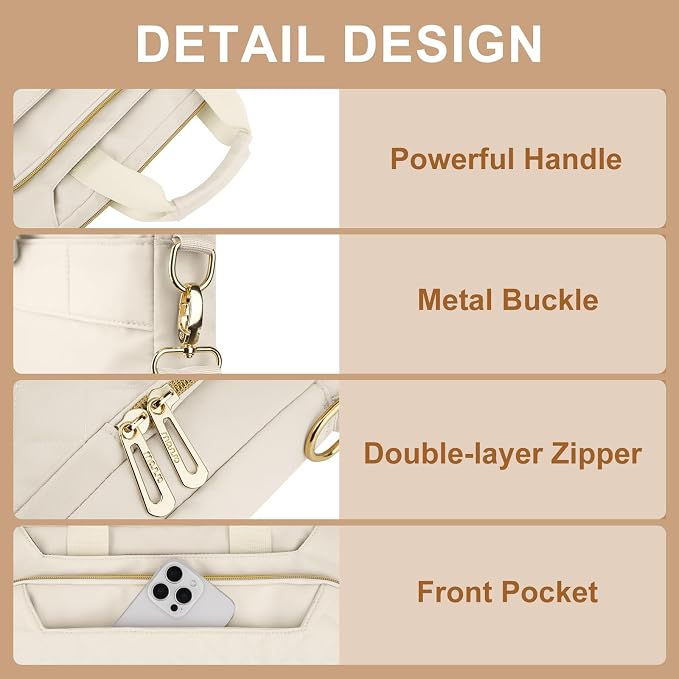 Bolso bandolera para portátil MOSISO, para ordenadores con bolsillo frontal cuadrado acolchado