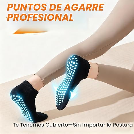 5 pares de calcetines de pilates con agarre para mujer, antideslizantes de yoga