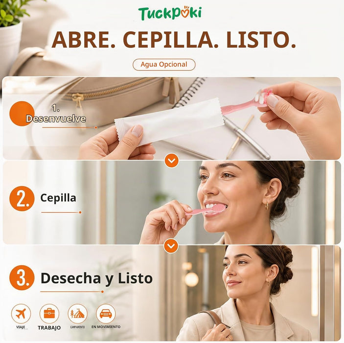 Mini cepillos de dientes desechables de viaje con pasta de dientes