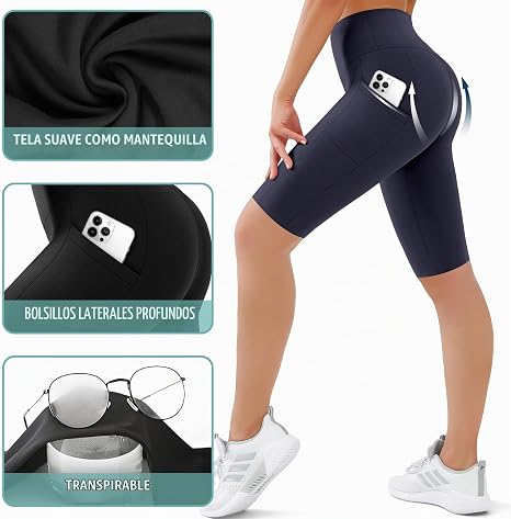 SUNCLOVE Pack de 3 shorts de ciclista para mujer, con control de abdomen, ideales para entrenar