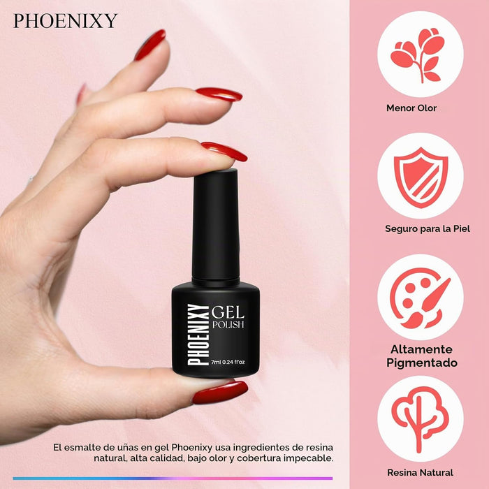 Phoenixy Juego de 30 esmaltes de uñas de gel, 25 colores
