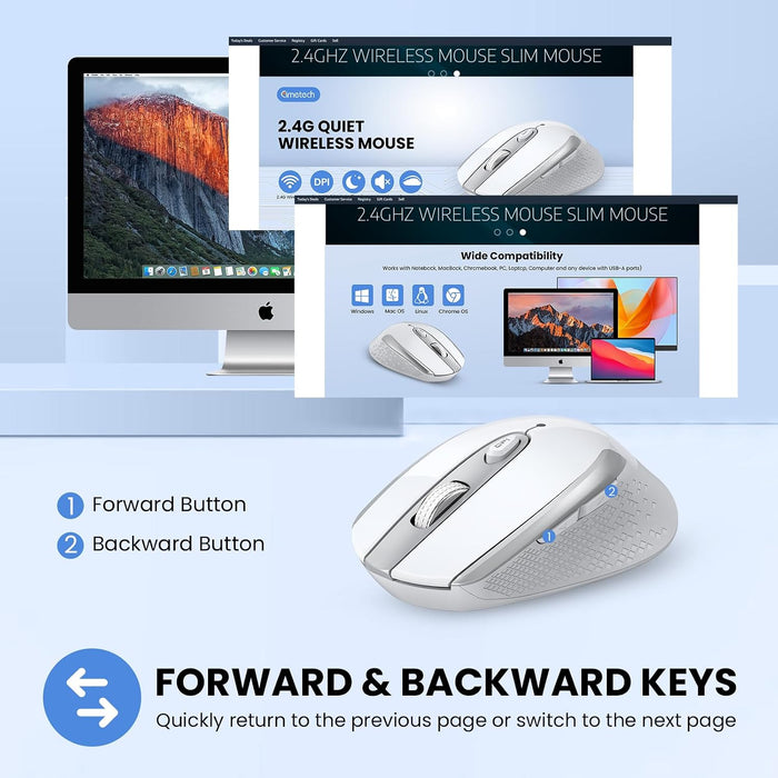 cimetech Mouse Inalámbrico 2.4 GHz con Receptor USB, 15M de Conexión