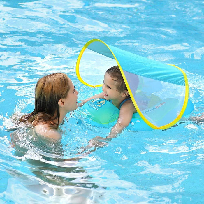 Flotador inflable para bebés con toldo, anillo flotante para niños