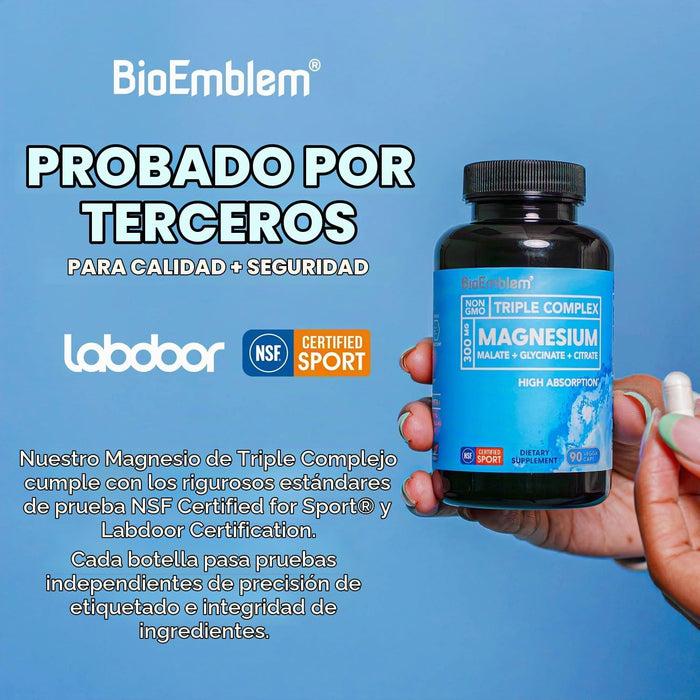 BioEmblem Complejo de glicinato de magnesio, 300 mg por porción, 90 Tabletas