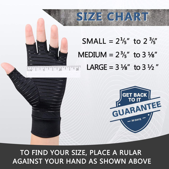 2 pares de guantes de cobre para la artritis para mujeres y hombres