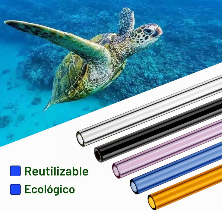 Pajitas de vidrio de borosilicato reutilizables para vasos de 16 onzas