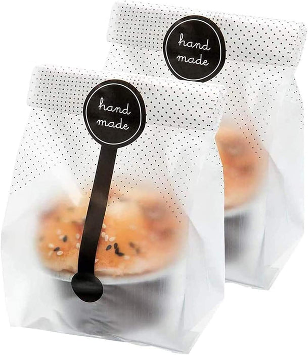 (200 unidades) 100 bolsas de plástico translúcidas/bolsas de panadería con 100 calcomanías